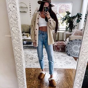 Levi’s high waist button fly wedgie jeans.